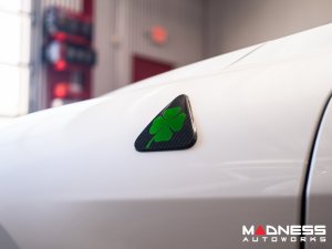  Alfa Romeo Stelvio Quadrifoglio (QV) Fender Badge Cover Set - Carbon Fiber - Green Clover
